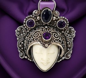 Sterling Silver Goddess Vintage Pendant-shippable