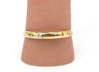 14K Yellow Gold Etched Hinged Bangle Bracelet-shippable