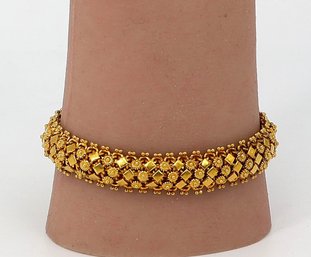 Vintage 24kt Yellow Gold Thai Pikun Flower Bracelet-SHIPPABLE