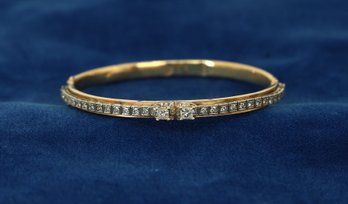 Striking 14kt. Yellow Gold Bangle Diamond Bracelet -shippable