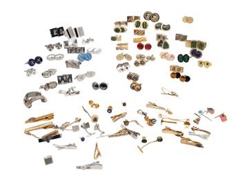 Large Vintage Collection Of Cuff Links And Tie Tacks Shippable