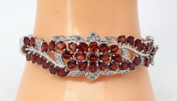 Elegant Sterling Bangle Bracelet With Colored Stones .70ozt - Valentines Gift!! Shippable