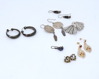 Vintage Six Pairs Of Sterling Earrings -shippable