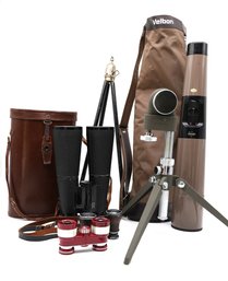 Vintage Collection Of Binoculars And A Telescope- Shippable