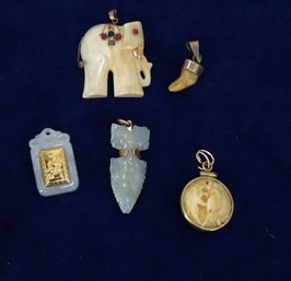 Collection Of Vintage Pendants 14kt. With Quartz & Gemstones -shippable