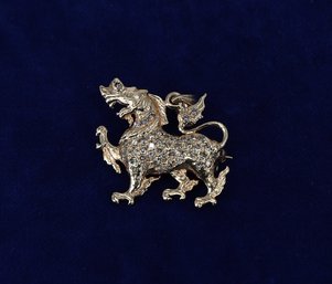 Vintage Phoenix/dragon 14k Yellow GOLD Encrusted In Diamonds Throughout Pendant -shippable