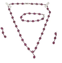 Vintage Sterling Pink Sapphire Set With Jewelry Holder- Valentines Gift!!  Shippable