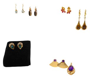 14 Kt Yellow GOLD Collection Of Earrings- Shippable