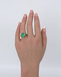 14kt Yellow Gold Colombian Pear Shape Emerald Ring 4.12cts -shippable