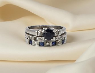 Vintage 18kt & Platinum Sapphire Topez Diamond Ring