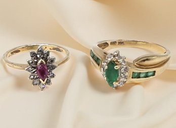 Two Vintage GOLF Rings With Center Marquise Shape Rings -shippable