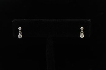 Vintage 14k White Gold And Diamond Earrings