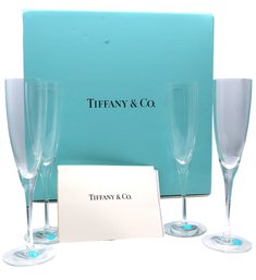 4 TIFFANY AND CO Champagne Flutes  With Box - Shippable