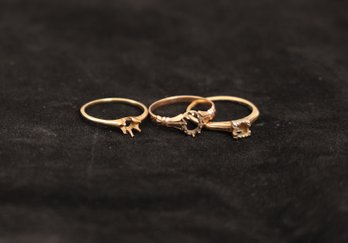 3 Vintage 14k Yellow GOLD Settings - Shippable