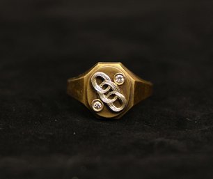 Vintage 14k Yellow GOLD Ring With Diamonds- Shippable