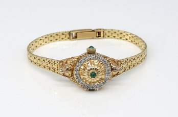 Igor Carl FABERGE Limited Edition Diamond And Emerald 14k GOLD Covered Dial Bracelet Watch-shippable
