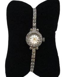 Vintage Ladies' Diamond Cocktail Watch In 14kt White GOLD -shippable