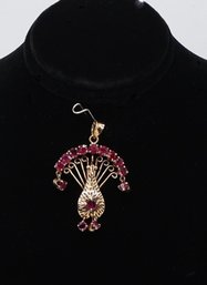 Vintage Awesome 14kt GOLD Peacock Pendant & Earrings-shippable