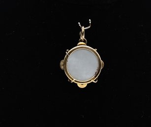 14k Yellow Gold Mother Of Pearl Tambourine Pendant