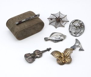 7- STERLING SILVER Vintage Pins/ Brooches-  Shippable