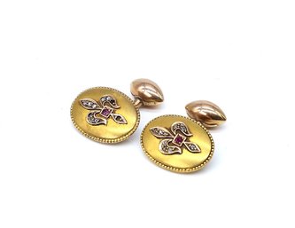 Pair Of 14Kt. Yellow GOLD Fleur-de-lis Cuff Links 4.0g- Shippable