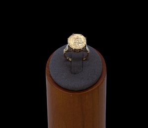 14kt.yellow GOLD Ring Featuring A Mexican Dos Pesos 22kt Gold Coin-shippable