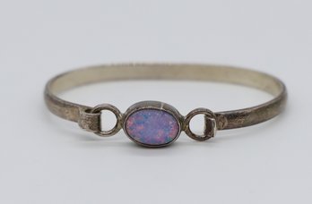 Sterling Silver Vintage Bracelet With Center Opal