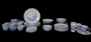 'Colonial Quail'  Ironstone Dishware Blue And White
