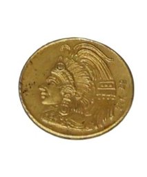 RARE  22kt GOLD Aztec Mayan Indian Token, Often Featuring The Head Of Chief Cuauhtmoc Shippable