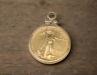 2003 American 22kt. Yellow GOLD Eagle Coin In 14kt.gold Bezel -shippable