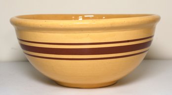 Vintage Stoneware Yellow Ware Brown Bands Bowl Farmhouse 14'!!! Shippable