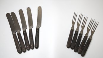 J. Russell And Co Handmade Forks And Knives 19th C Cutlery - Shippable