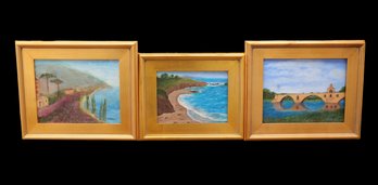 Three Framed Coastal Landscape Paintings Signed- Shippable