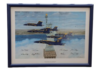 Blue Angel Pilots Autographed 'legends Of Liberty' Framed Poster