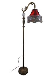 By Dale Tiffany Beaded Ruby Downbridge Angled Floor Lamp With A Mahogany Bronze Finish