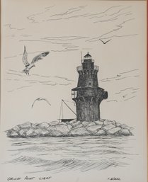 ORIENT POINT LONG ISLAND N.Y Lighthouse By I.Wahl- Shippable