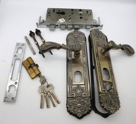 Antique-style Mortise Door Handle Set With A Lock Body And Cylinder-shippable