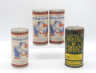 Vintage Tins Of Dr. Roberts Dental Powder & Vintage Tin Of 'Dental Sweet Snuff'-shippable