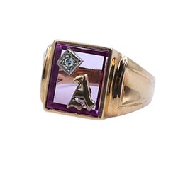 14k-E  Yellow Gold  Ring With Diamond- Shippable