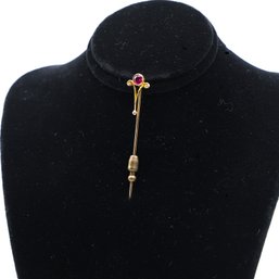 14k Yellow Gold With Ruby Hat Pin- Shippable