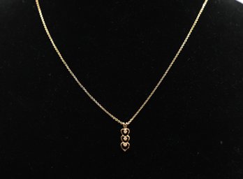 14k Yellow Gold With Three Heart Pendant- Shippable