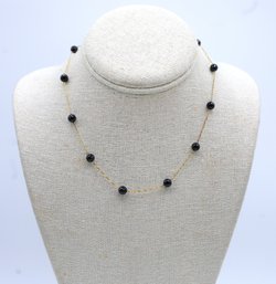 14k Yellow Gold Necklace With Jet Beads- Shippable