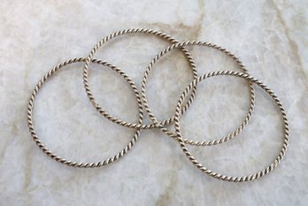 Four Silver Bangle Braided Bracelet's - Shippable