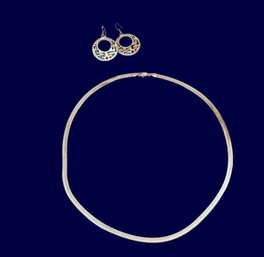 Vintage 925 Mexico Siver Earrings And Necklace- Shippable