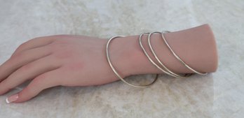 Four Silver Bangles - Shippable