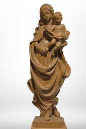 Vintage Bavarian Madonna And Child  Statue With Stand