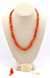 Carnelian Necklace, Coral Flower Pendant, Chinese Red Coral Figure ,loose Gems-shippable