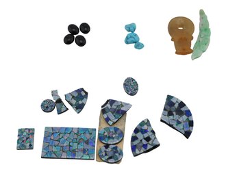 Vintage Chinese 'Bi' Disc , Jadeite Hair Pin, Turquoise, Onyx And Mosaic-shippable