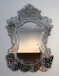STUNNING LARGE Vintage Venetian Mirror With Wood Back