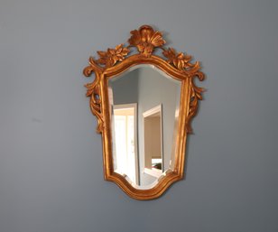 Vintage And Carved Wood And Gilded  Beveled Mirror By Dauphine Mirror Co